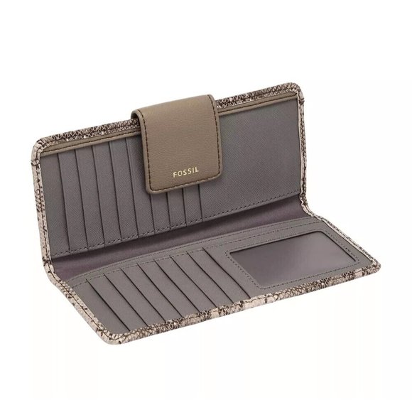 New Fossil Madison Tab Clutch Wallet Snake Print Multi - Picture 2 of 4